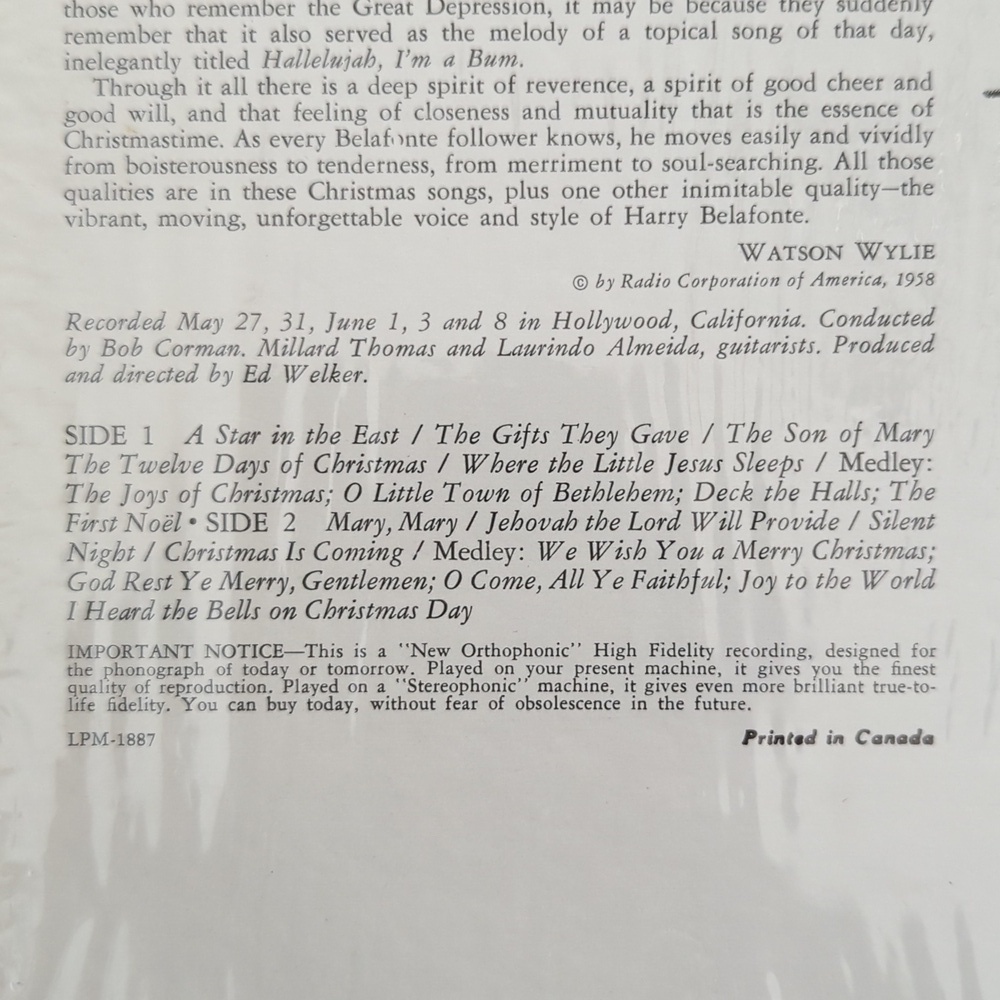 Harry Belafonte To Wish You A Merry Christmas LP - Picture 4 of 6